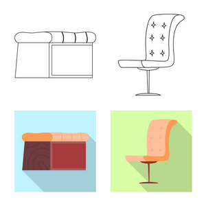 家具和公寓图标的矢量插图。家具和家庭股票矢量图的收集