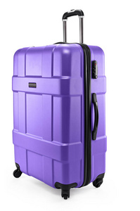 淡紫色的手提箱塑料半转身