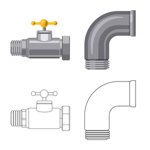 管和管符号的孤立对象。用于 web 的管道和管线库存符号的收集
