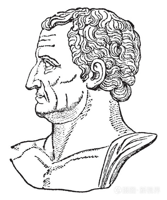 nerva, 30 ad-98 广告, 他是罗马皇帝从96到 98, 复古线绘画或雕刻