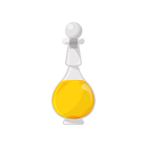 玻璃瓶装满 veegetable 油, 有机保健品卡通矢量插画照片