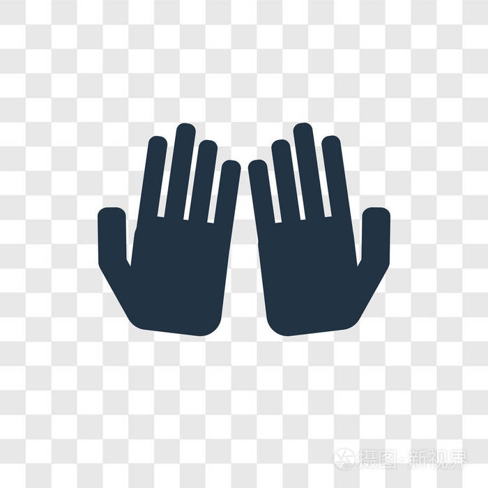 双手矢量图标在透明背景下隔离, 双手透明徽标概念