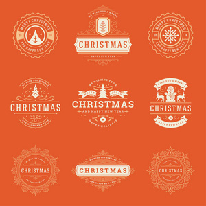 圣诞节的标签和徽章矢量设计元素集