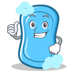 蓝色的肥皂字符卡通竖起大拇指照片