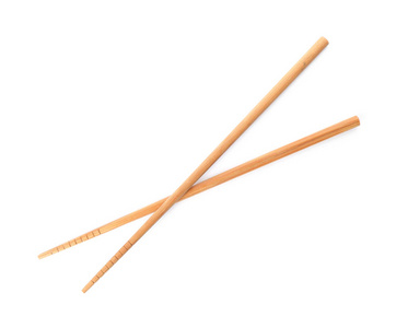 白色背景竹制筷子, 顶部视图