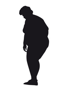 肥胖的女人，穿着比基尼的剪影