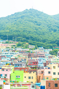 美丽的建筑，在釜山 Gamcheon 文化村