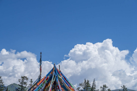 青海祁连山近祁连山与山水藏祷旗