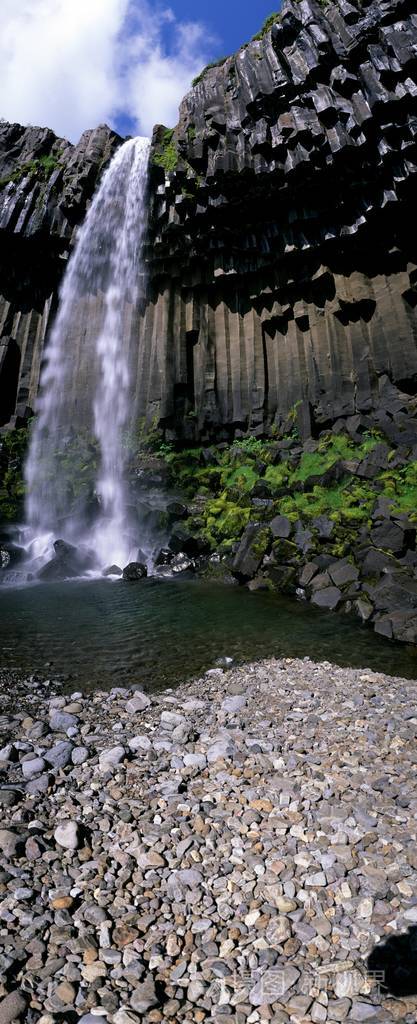Swartofoss, 瀑布在 basaltstones, Skaftafell 国家公园, 冰岛, 欧洲