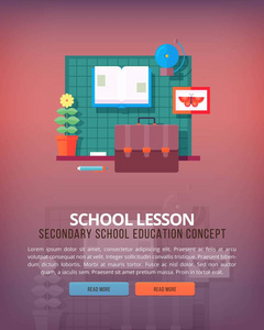 一套平面设计插图概念的学校课程和课堂。教育与科学概念图解