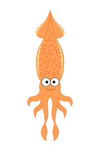 可爱的卡通乌贼.在白色上隔离的矢量插图照片