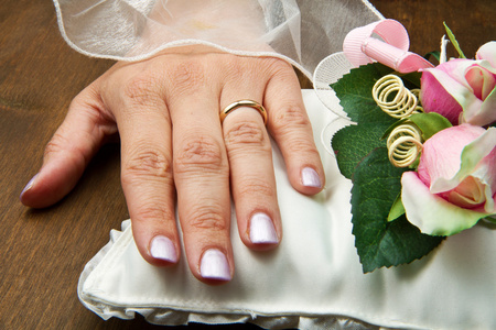 新娘手与结婚戒指