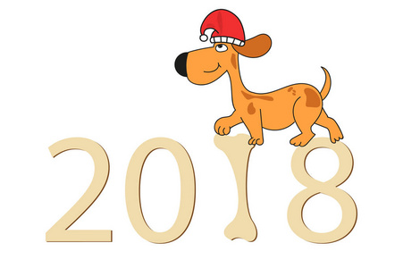 狗在圣诞老人的帽子。2018