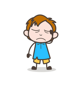 伤心地哭泣的脸 — — 可爱的卡通小孩矢量照片