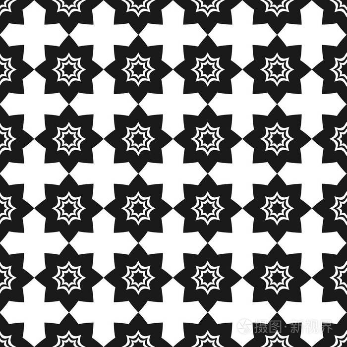 矢量无缝模式黑白重复几何方形图案