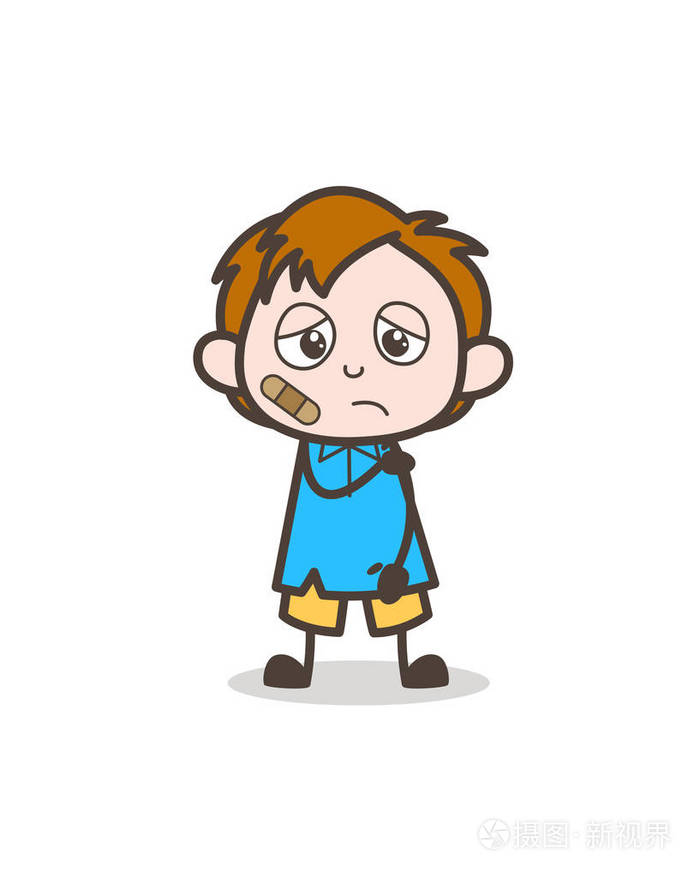 受伤的小孩子-可爱的卡通小孩矢量