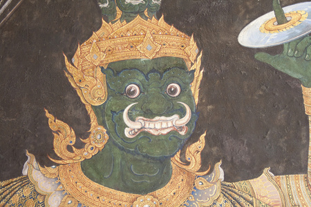 艺术泰国画在寺庙墙上图片