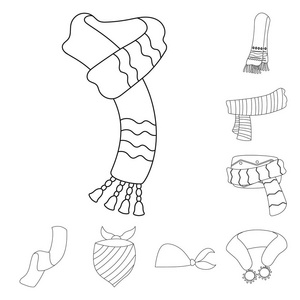 围巾和披肩图标的矢量插图。网巾及附件股票符号的收集