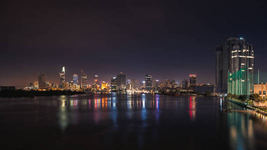 胡志明市城市夜景全景