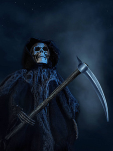 恐怖镰刀用镰刀的死亡照片