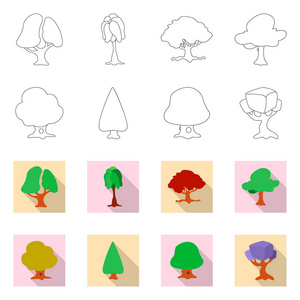 树和自然标志的向量例证。库存树和皇冠矢量图标集