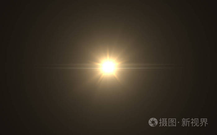 抽象镜头眩光在黑色背景在黑色背景下的太阳爆裂