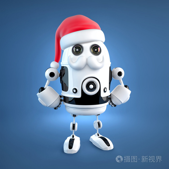 可爱的安卓机器人与圣诞老人的帽子