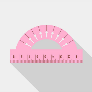 粉色量角器图标, 平面样式