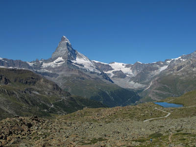 美丽的马特洪峰和湖 stellisee