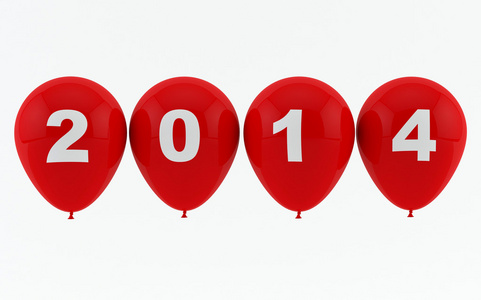 红色气球 2014 年新的一年
