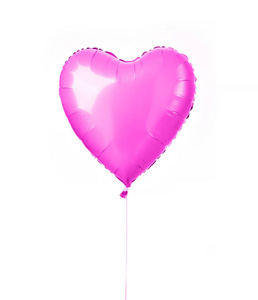 单身大粉红色心脏气球对象为生日孤立