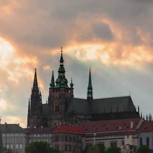 圣维特大教堂和城堡，在捷克首都布拉格的全景