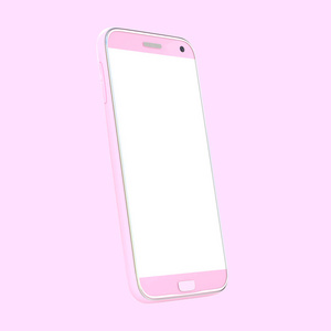 智能手机粉红色的颜色模拟白色空白屏幕隔离