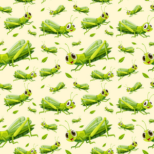 绿色蚱蜢无缝背景插图