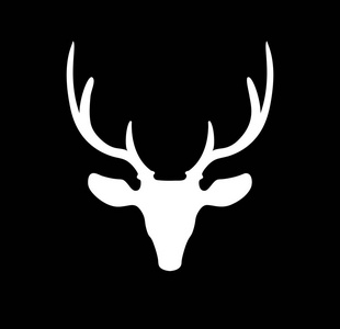 大角驯鹿头部白色剪影照片