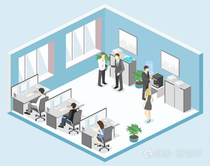 扁办公室部门内部插画-正版商用图片069s38-摄图新视界