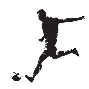 足球运动员踢踢球，抽象矢量剪影