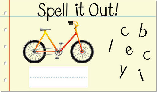 拼写英语单词自行车例证照片