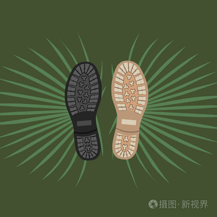 鞋底有棕榈叶矢量插图