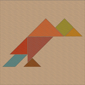 乌鸦马赛克乌鸦折叠从几何形状, 七巧板, 背景与纹理照片