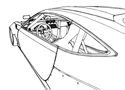 跑车手绘线型图形中的股票插图
