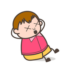 尖叫起来头晕脸 — — 可爱的卡通小胖子图照片