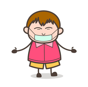 医用口罩在脸上-可爱的卡通小胖子图照片