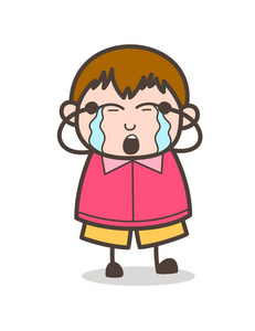 大声哭脸可爱的卡通小胖子图照片
