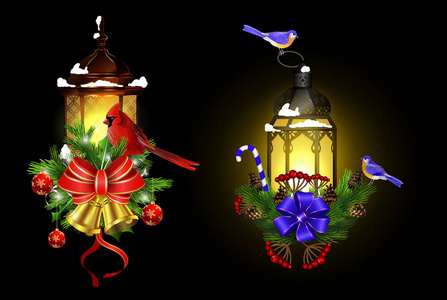 圣诞装饰与路灯图片