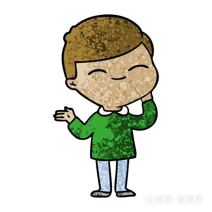 卡通害羞的微笑的男孩插画-正版商用图片06acnw-摄图新视界