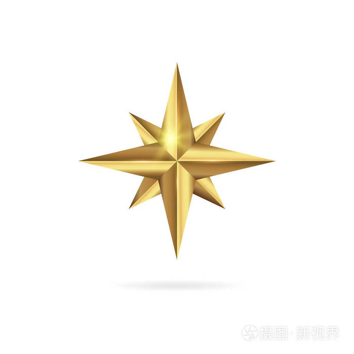 真实的金色3d 星图标在白色背景下被隔离