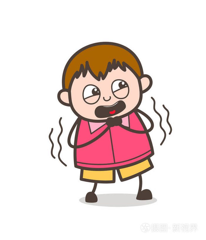 尖叫的恐惧可爱的卡通小胖子图
