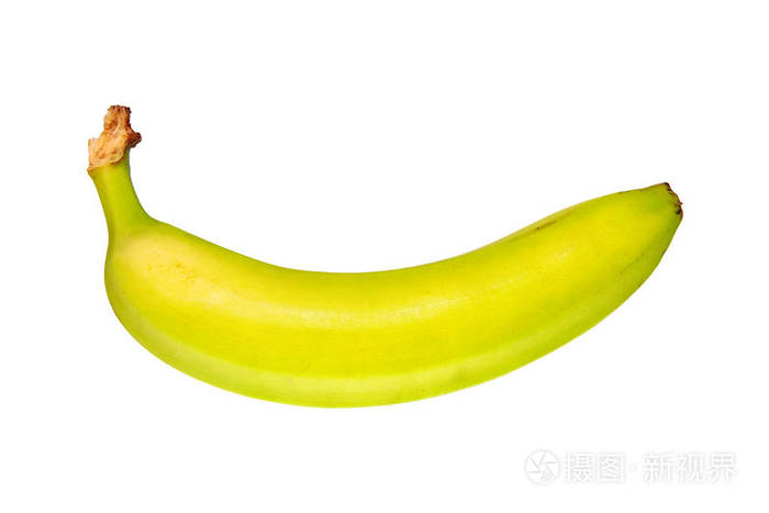 白色背景的未成熟的香蕉