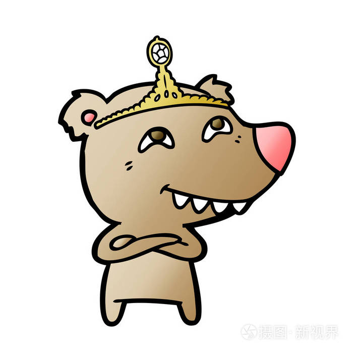 卡通熊展示牙齿